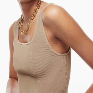 Babaton Sculpt Knit Square Neck Tank - SIZE S - color: “Fluent Taupe” by Aritzia